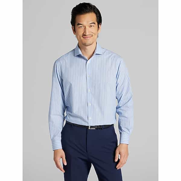 Wilke-Rodriguez Men’s Modern Fit Stripe Dress Shirt Blue – Size: 16 1/2 32/33