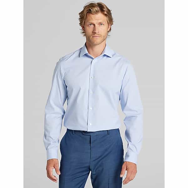Awearness Kenneth Cole Men's Slim Fit Check Dress Shirt Blue - Size: 16 1/2 32/33