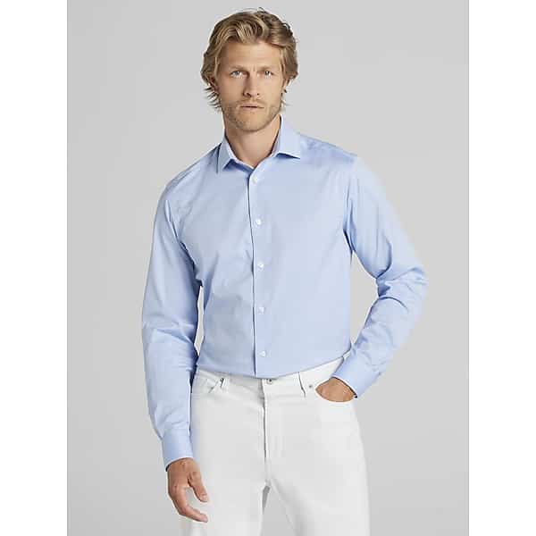 Awearness Kenneth Cole Men's Slim Fit Diamond Dress Shirt Light Blue - Size: 16 32/33
