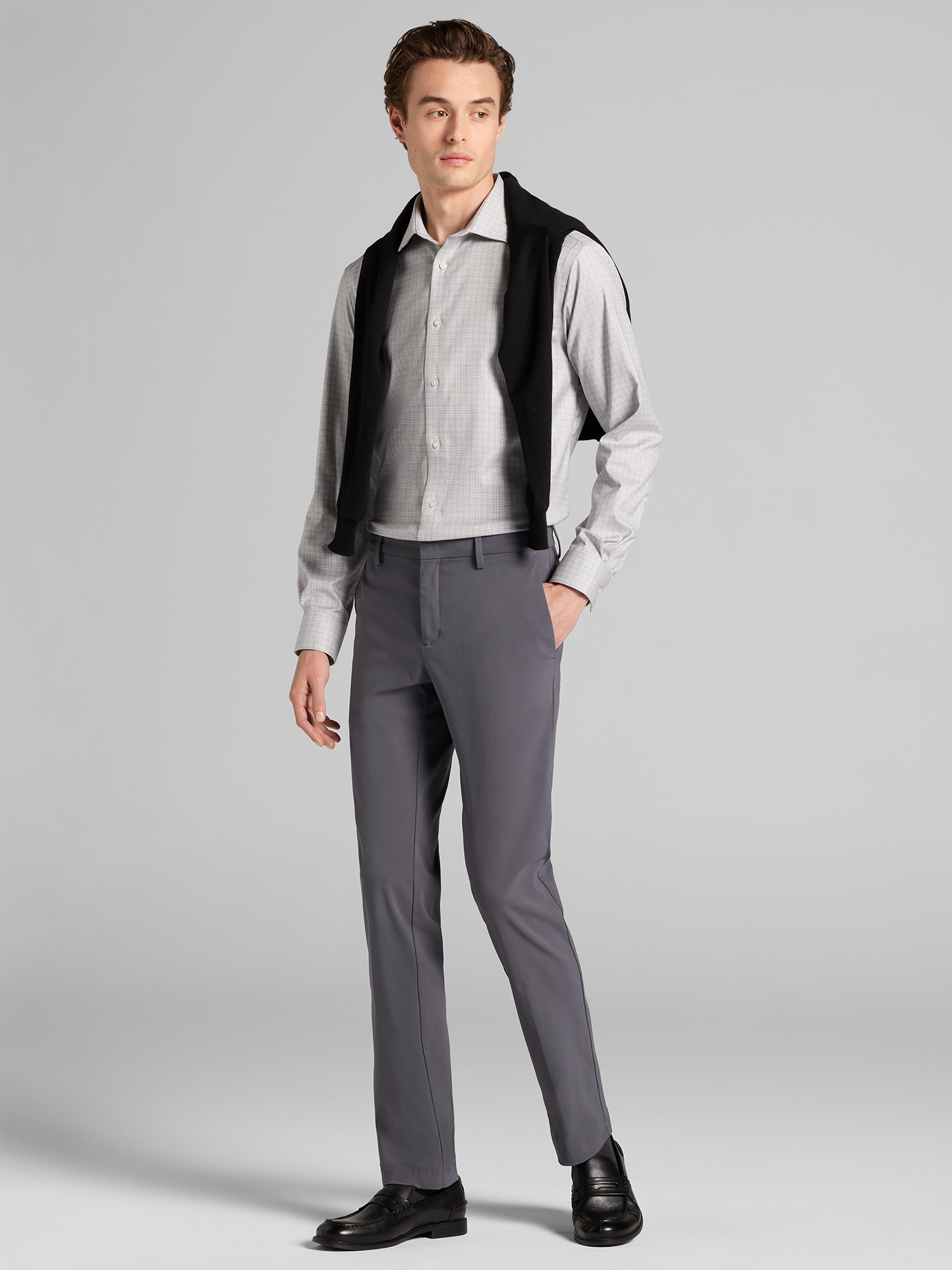 Slim Fit Grid Dress Shirt