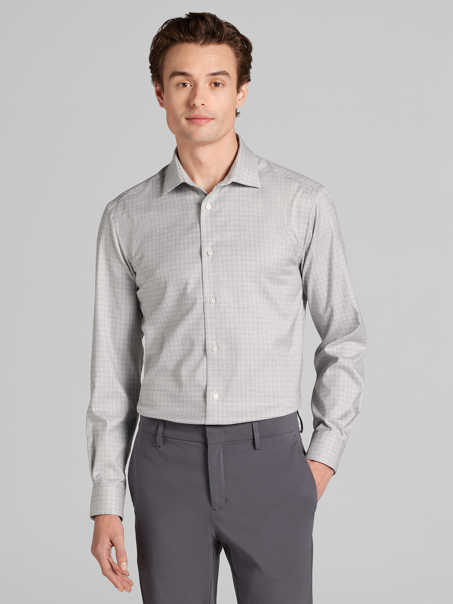 Slim Fit Grid Dress Shirt