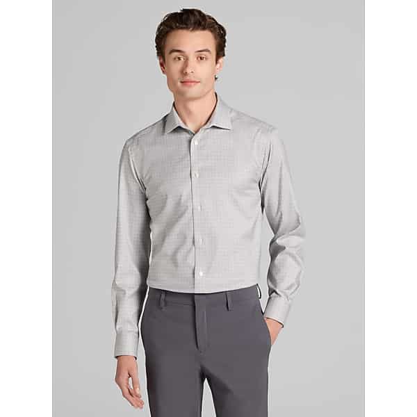 Awearness Kenneth Cole Men’s Slim Fit Grid Dress Shirt Grey – Size: 17 32/33