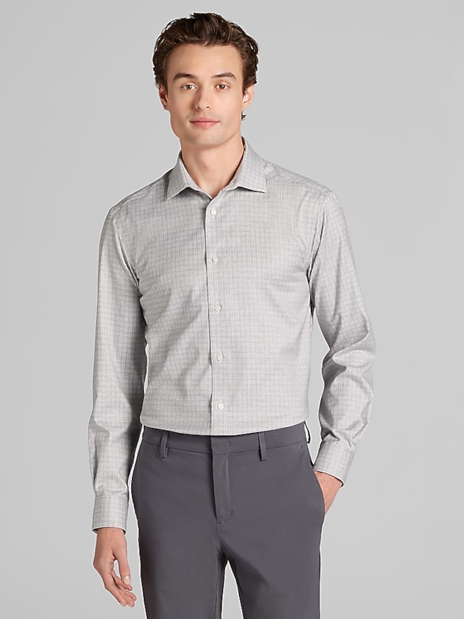 Awearness Kenneth Cole Slim Fit Grid Dress Shirt