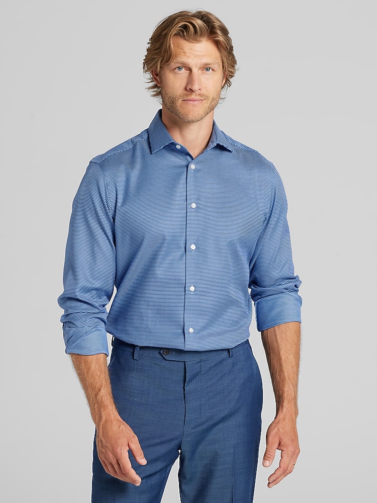 Awearness Kenneth Cole Big & Tall Slim Fit Neat Dress Shirt in Navy Blue  Mens Long Sleeve Button-Down, Size 16 1/2 36/37