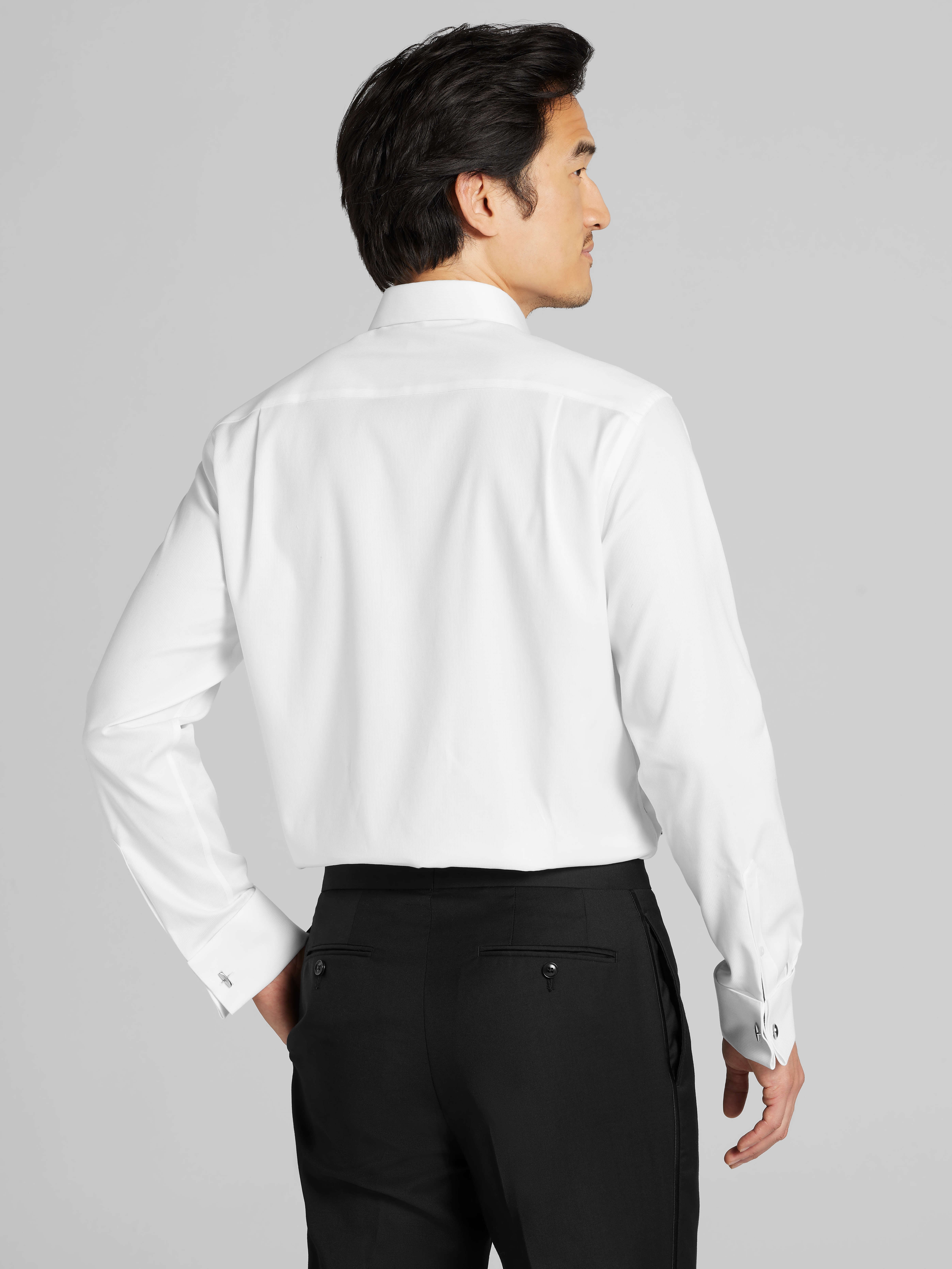 Slim Fit French Cuff Twill Formal Dress Shirt