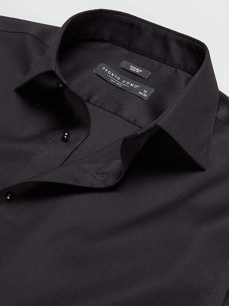 Pronto Uomo Slim Fit French Cuff Twill Formal Dress Shirt, Black - Big &  Tall | Formal Shirts | Men's Wearhouse