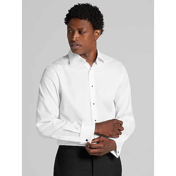 Pronto Uomo Men's Modern Fit Twill Formal Dress Shirt White - Size: 16 1/2 34/35 - Only Available at Men's Wearhouse TMW5B8G65501