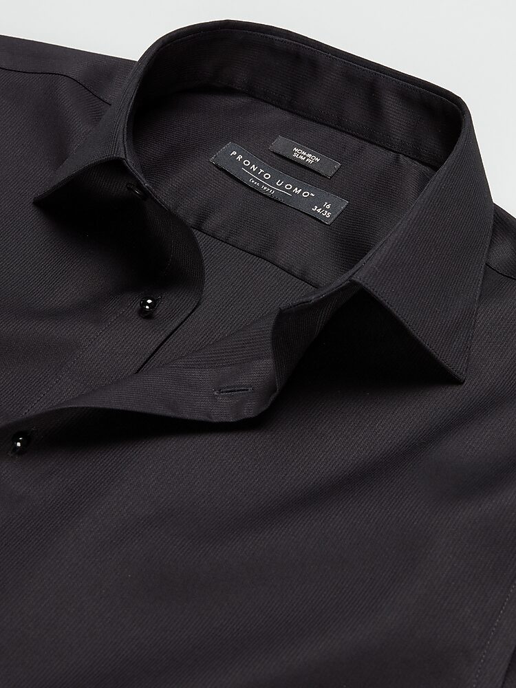 Slim Fit French Cuff Twill Formal Dress Shirt | Black - Size: 17 38/39