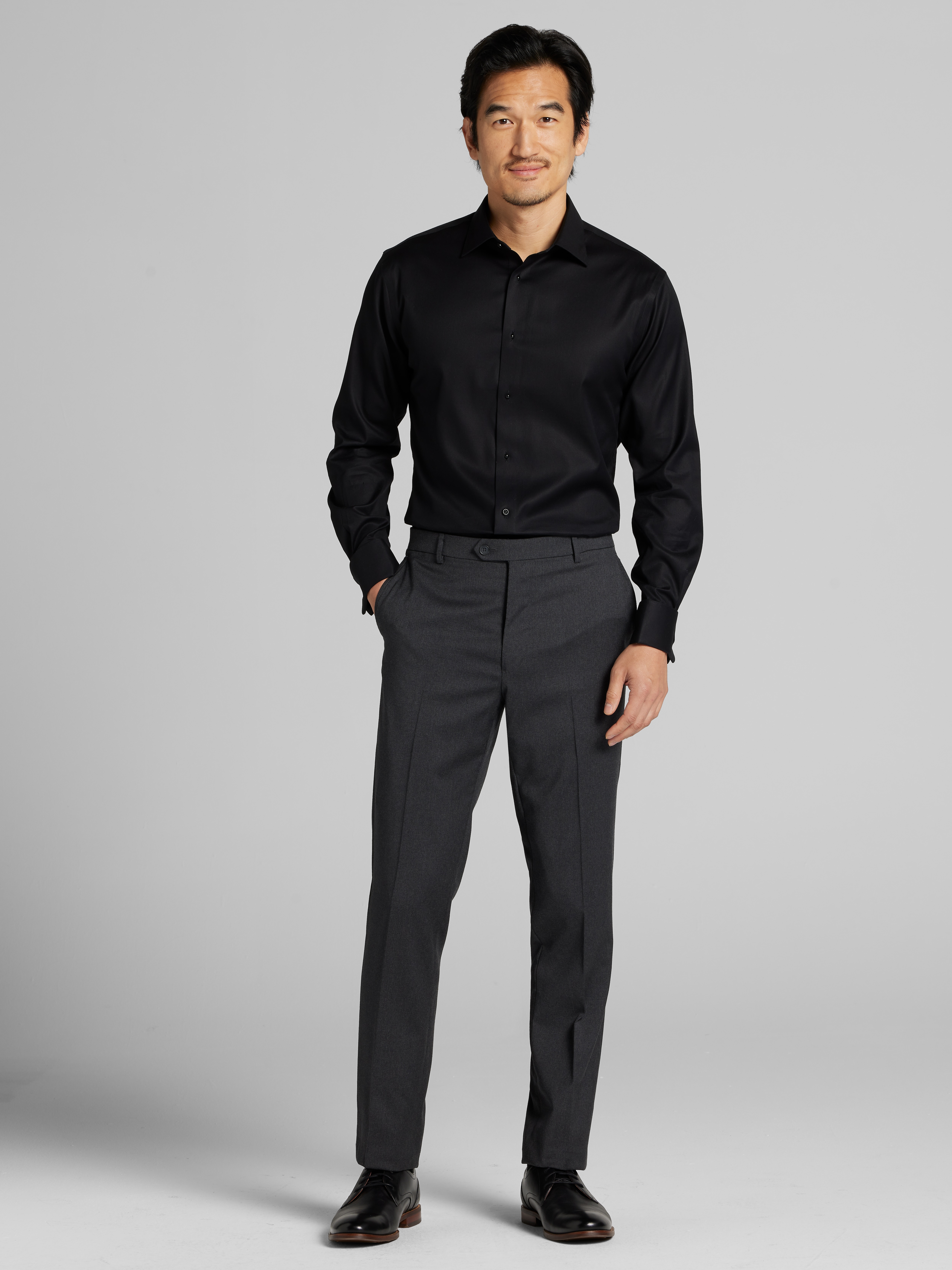 Slim Fit Twill Formal Dress Shirt