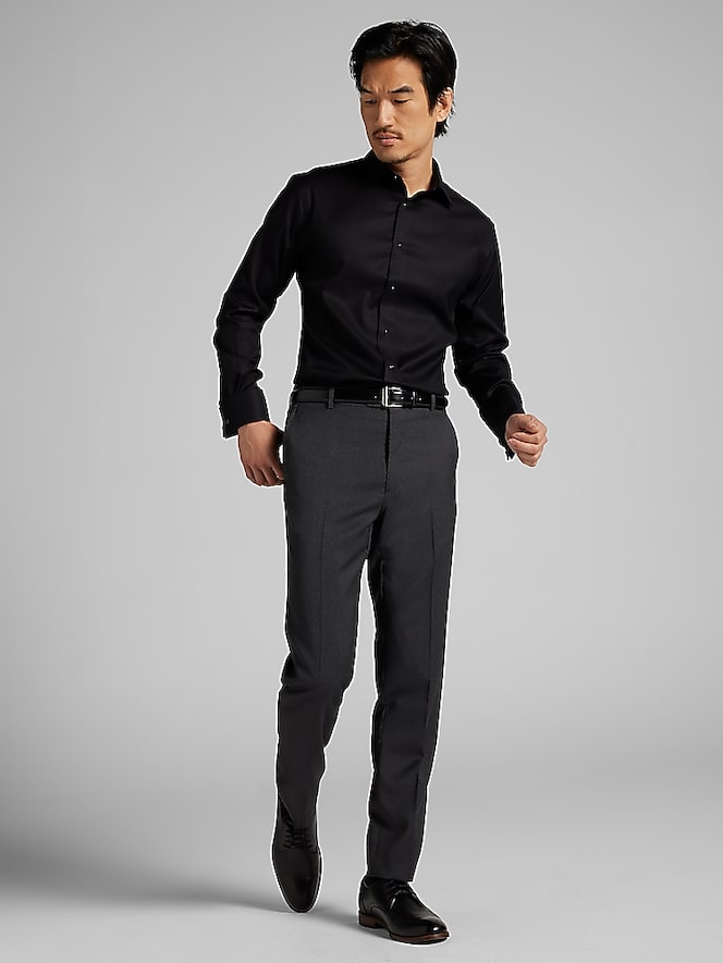 Pronto Uomo Slim Fit French Cuff Twill Formal Dress Shirt