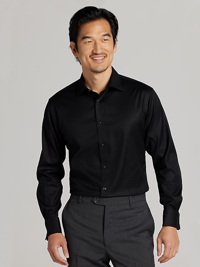 Pronto Uomo Slim Fit French Cuff Twill Formal Dress Shirt