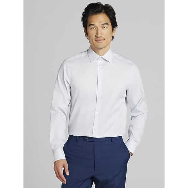 Calvin Klein Men's Slim Fit Supima Cotton Dress Shirt Navy Stripe - Size: 16 1/2 32/33