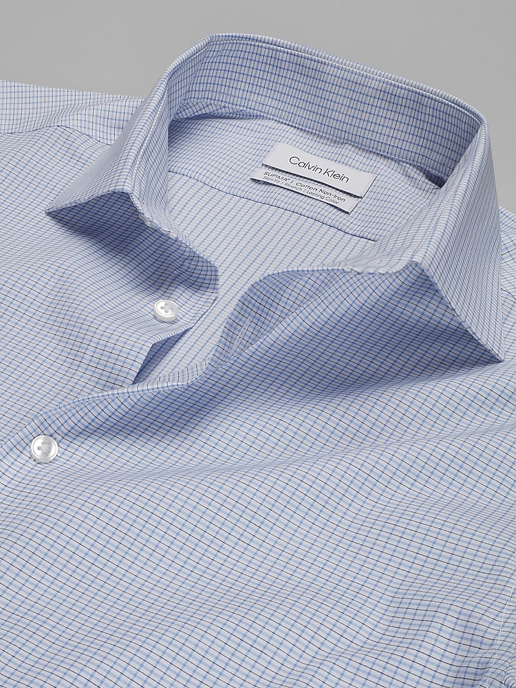 Calvin Klein Slim Fit Check Dress Shirt, Blue Check | Men's Wearhouse