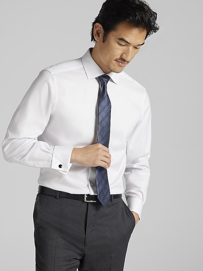 Calvin Klein Slim Fit Solid French Cuff Dress Shirt