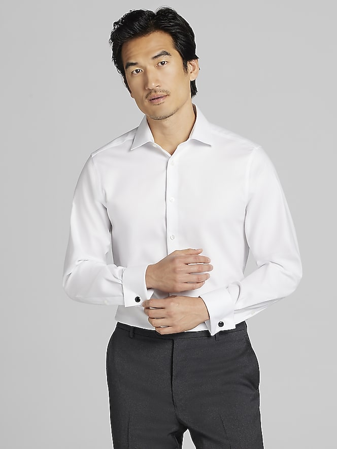 Calvin Klein Slim Fit Solid French Cuff Dress Shirt
