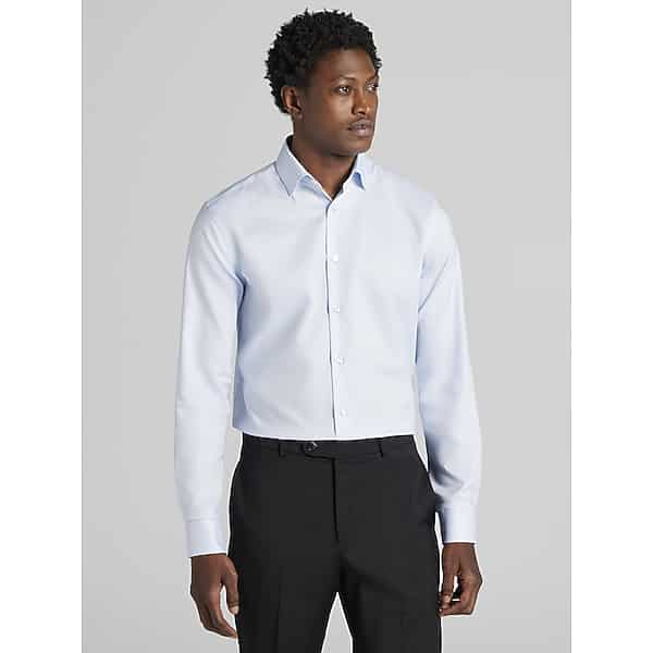 Calvin Klein Big & Tall Men’s Classic Fit Supima Cotton Dress Shirt Blue Fancy – Size: 17 36/37