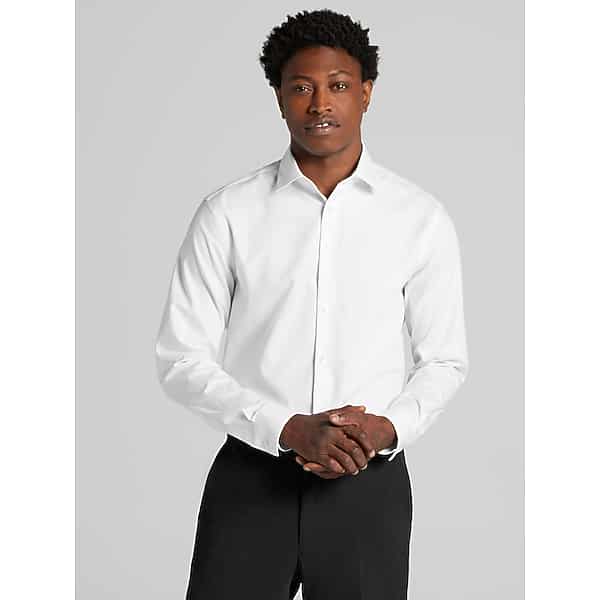 Calvin Klein Men's Classic Fit Supima Cotton Dress Shirt White Solid - Size: 16 32/33