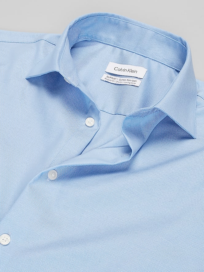 Calvin Klein Classic Fit Supima Cotton Dress Shirt, Lt Blue Solid - Image 2 of 6