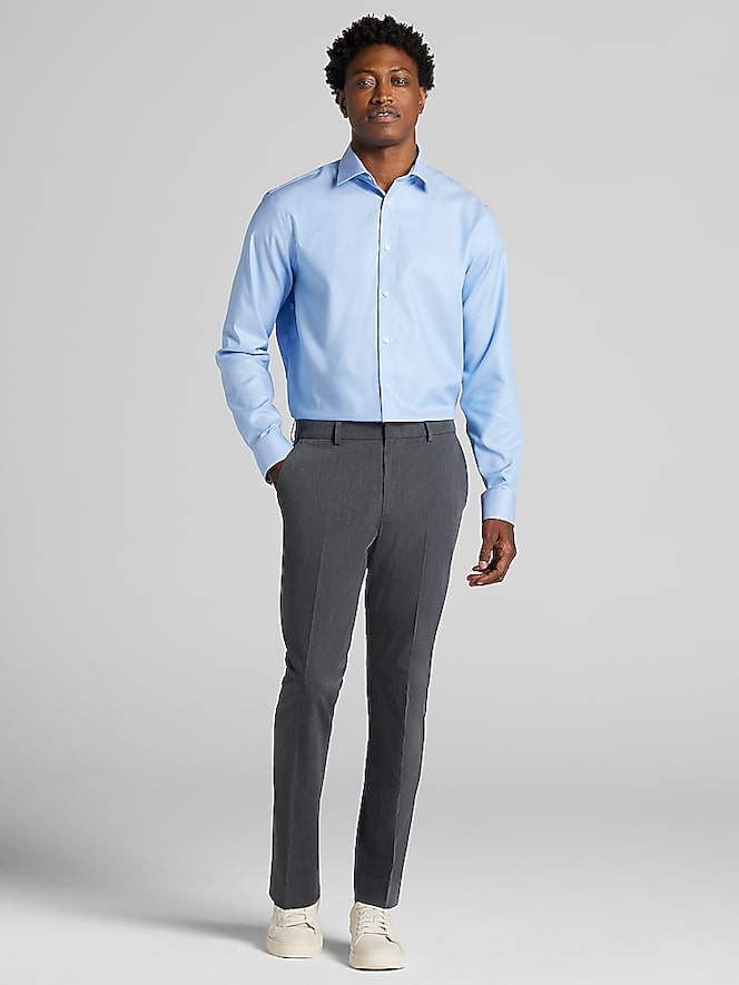 Calvin Klein Classic Fit Supima Cotton Dress Shirt, Lt Blue Solid - Image 4 of 6
