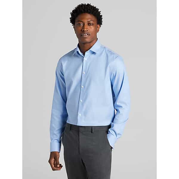 Calvin Klein Men’s Classic Fit Supima Cotton Dress Shirt Lt Blue Solid – Size: 15 32/33