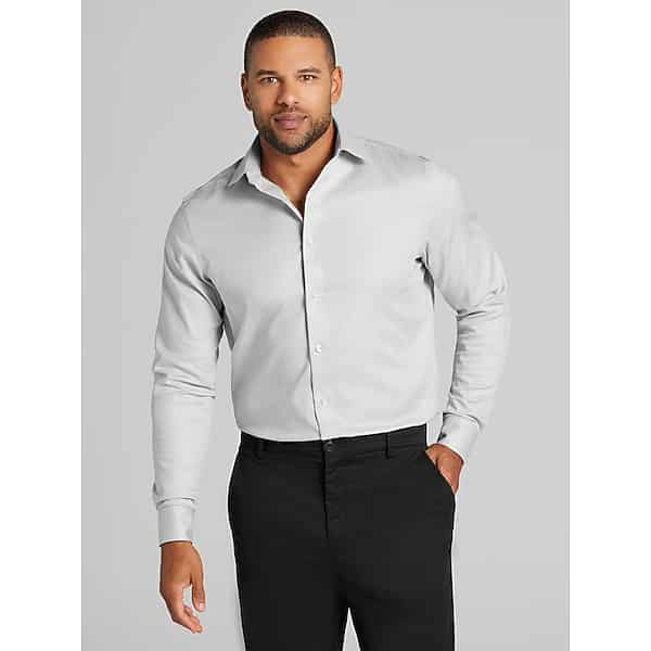 Calvin Klein Men's Classic Fit Supima Cotton Dress Shirt Gray Solid - Size: 16 34/35
