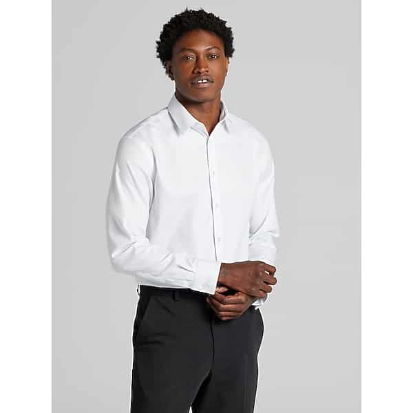 Calvin Klein Big & Tall Men's Classic Fit Supima Cotton Dress Shirt White Solid - Size: 16 1/2 36/37