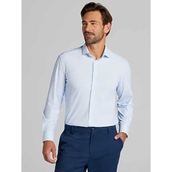 Awearness Kenneth Cole Big & Tall Men's CHILLFLEX Slim Fit 4-Way Stretch Stripe Dress Shirt Blue - Size: 16 1/2 38/39