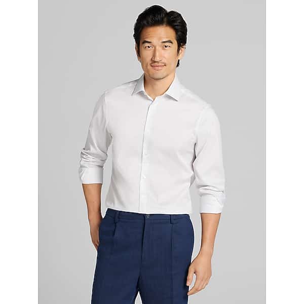 Calvin Klein Men's Slim Fit Geo Supima Cotton Dress Shirt Blue Fancy - Size: 17 1/2 32/33