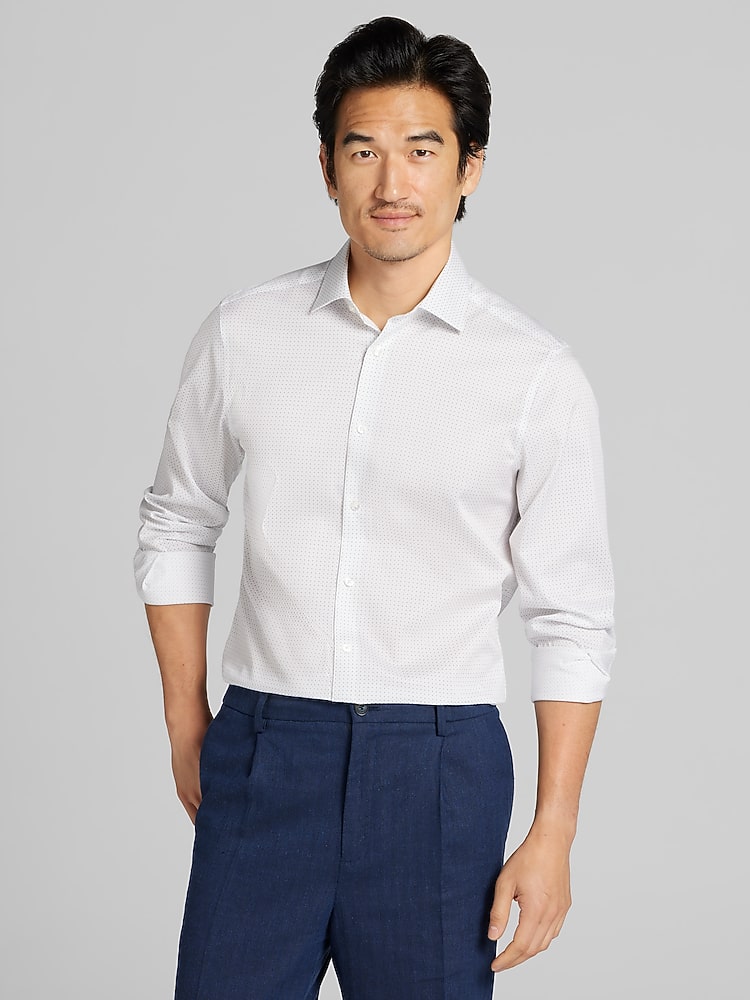 green emerald velvet dress Mens Slim Fit Red & White Check Spread Collar Cotton Dress Shirt main image 0