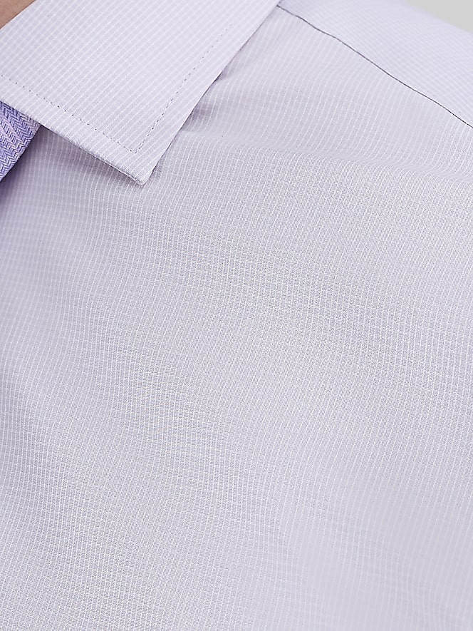 Haggar Haggar Classic Fit Mini Gingham Dress Shirt, Lavender Check - Image 2 of 5