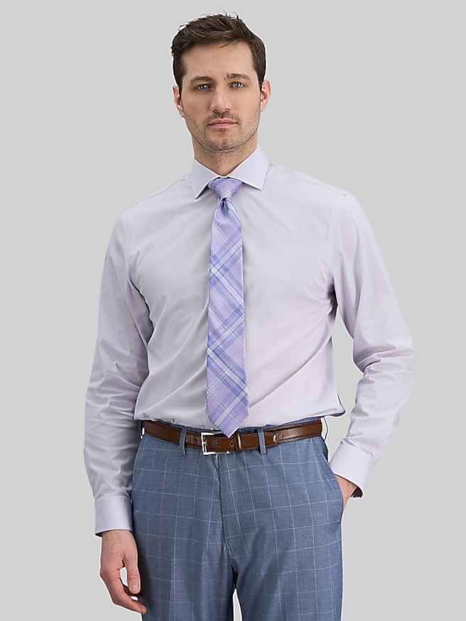 Haggar Haggar Classic Fit Mini Gingham Dress Shirt Lavender Check