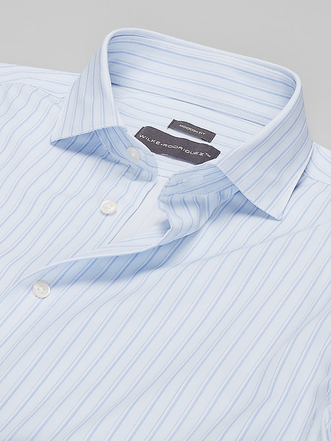 Wilke-Rodriguez Modern Fit Four-Way Stretch Open Stripe Dress Shirt