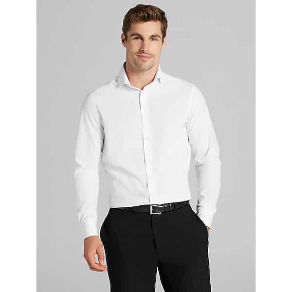 Wilke-Rodriguez Men's Modern Fit 4-Way Stretch Dress Shirt White - Size: 15 1/2 32/33