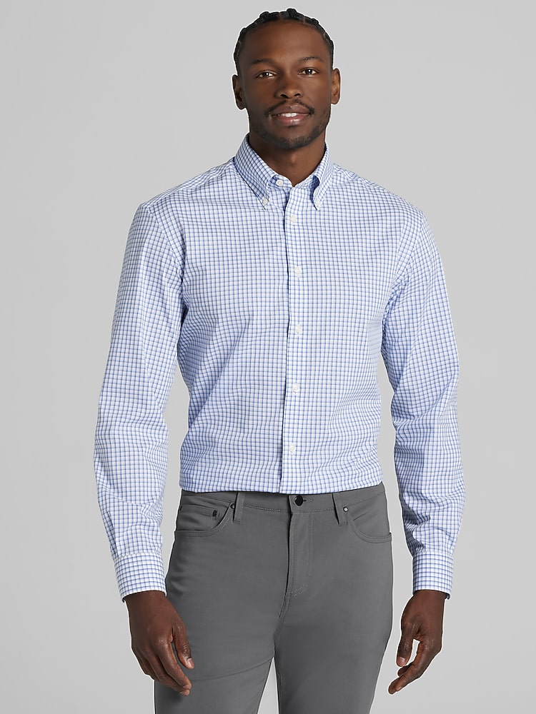 JOE Joseph Abboud Classic Fit Check Dress Shirt, Blue - Size: 17 32/33 |  Dress Shirts | Men's Wearhouse