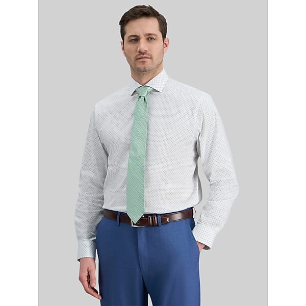 Haggar Men's Classic Fit Neat Dress Shirt Lt Green Check - Size: 17 34/35