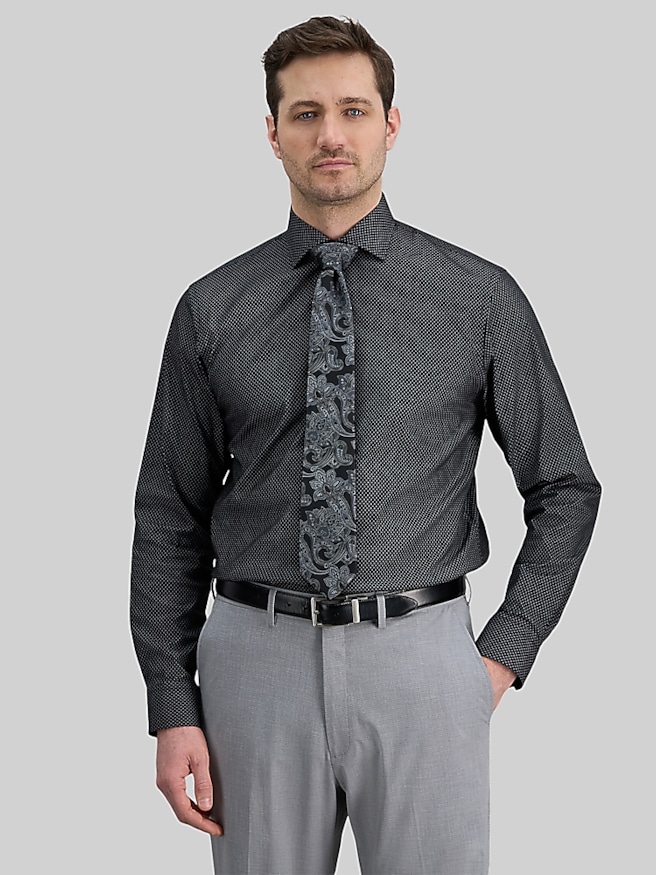 Haggar Classic Fit Mini Dot Dress Shirt Black Check
