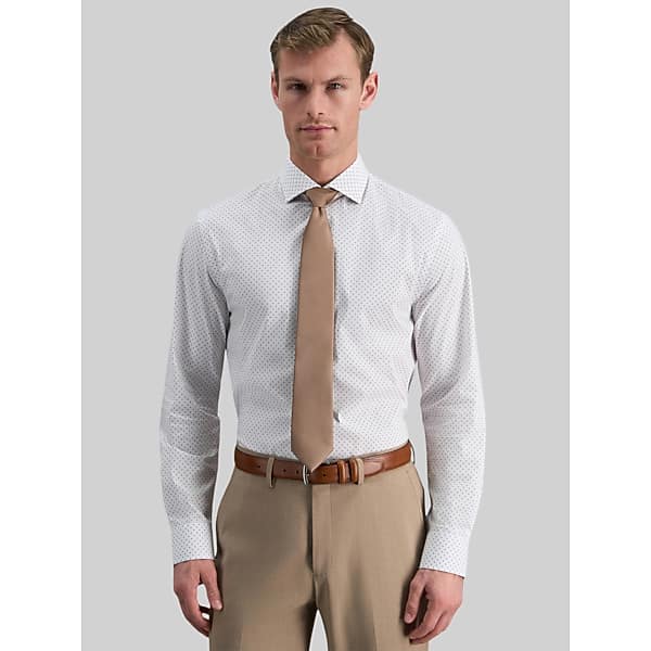 Haggar Men's Slim Fit Neat Dress Shirt White Fancy - Size: 17 34/35