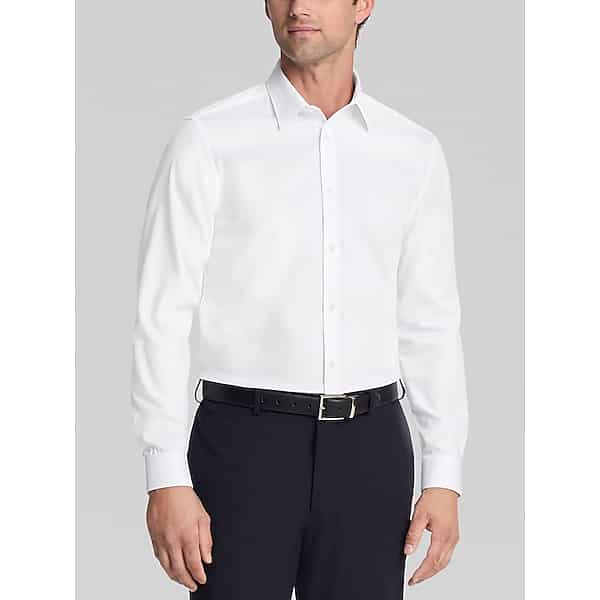 Calvin Klein Men's Slim Fit Herringbone Dress Shirt White - Size: 15 34/35 TMW5BGF50501