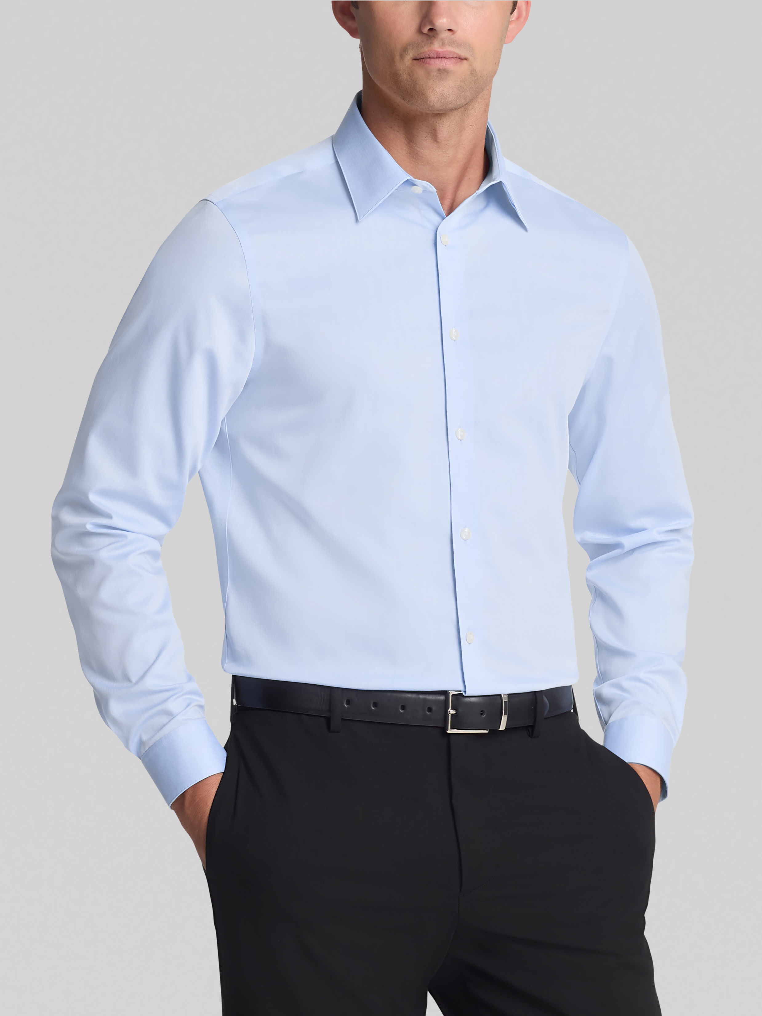 Calvin Klein Men's Slim-Fit Stretch Dress Shirt, Online exclusive Created for Macy's - Light Blue - 15 34/35