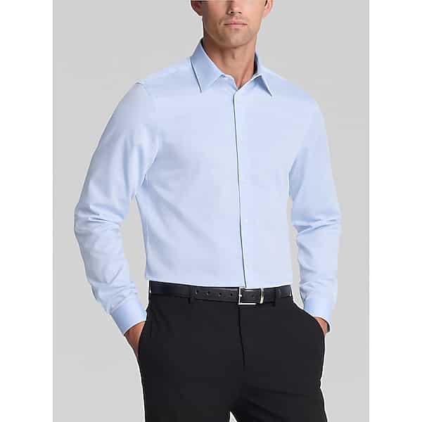 Calvin Klein Men's Slim Fit Herringbone Dress Shirt Light Blue - Size: 14 1/2 32/33 TMW5BGF45302