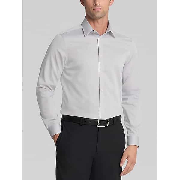 Calvin Klein Men's Slim Fit Herringbone Dress Shirt Gray - Size: 16 1/2 32/33 TMW5BGF65303