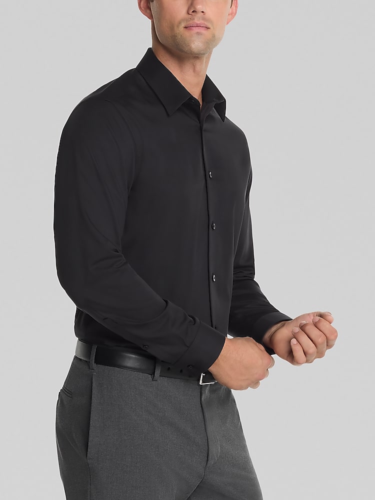 calvin klein black button down dress London: Black Leather – Shoes For Flat Feet main image 1