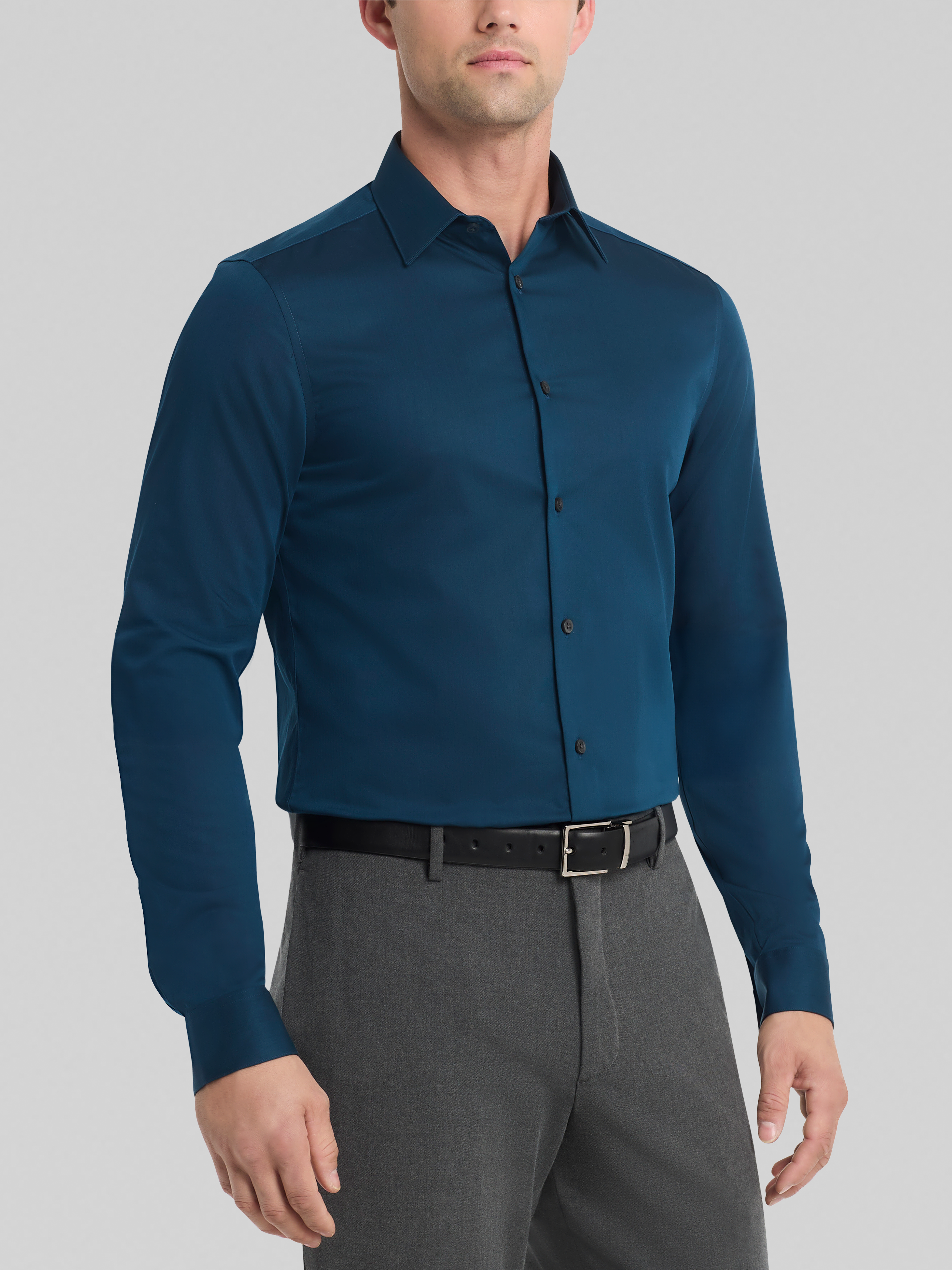 green emerald velvet dress Comfort Stretch Non-Iron Herringbone Dress Shirt With Contrast Trim