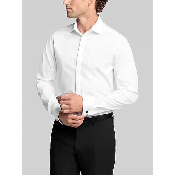 Calvin Klein Men's Slim Fit French Cuff Formal Shirt White - Size: 17 34/35 TMW5BGG70501