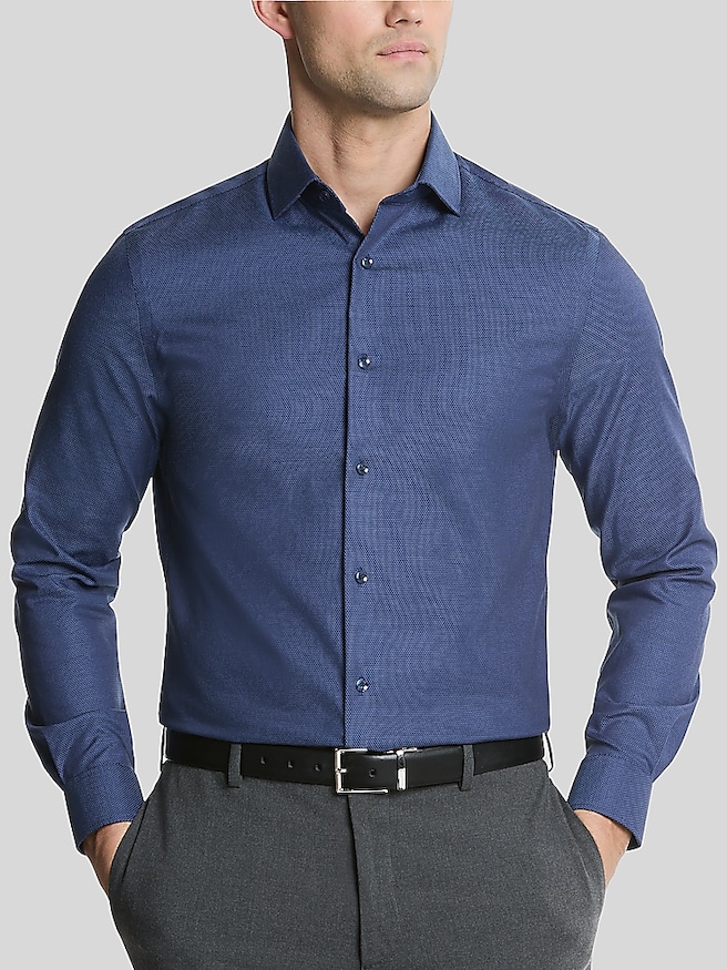Michael Kors Men's Slim Fit Passport Dress Shirt , Navy / Blue