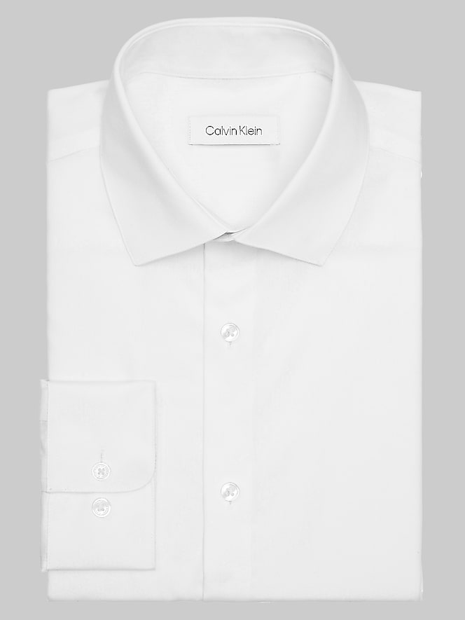 Calvin Klein Classic Fit 100% Cotton Herringbone Dress Shirt