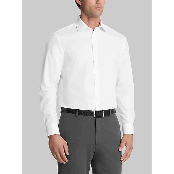 Calvin Klein Men's Classic Fit 100% Cotton Herringbone Dress Shirt White - Size: 16 1/2 34/35 TMW5BGR65501