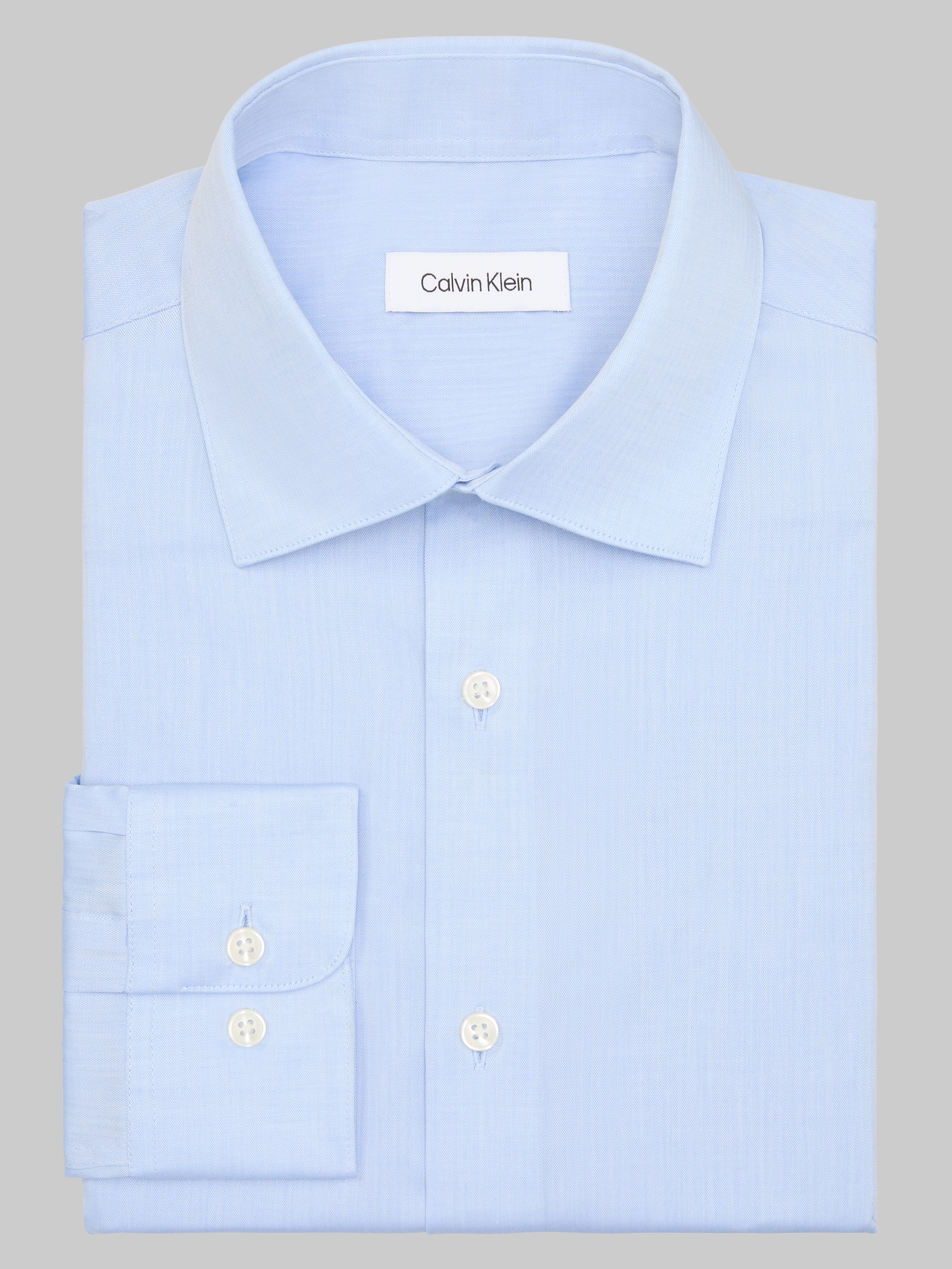 Classic Fit 100% Cotton Herringbone Dress Shirt