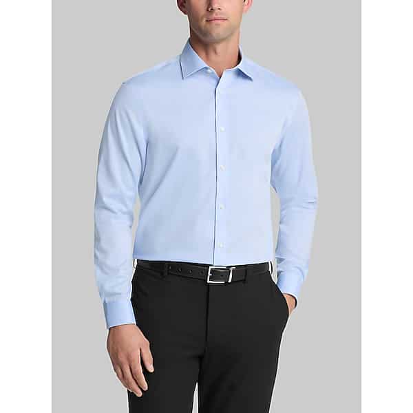 Calvin Klein Men's Classic Fit 100% Cotton Herringbone Dress Shirt Lt Blue - Size: 16 34/35 TMW5BGR60502