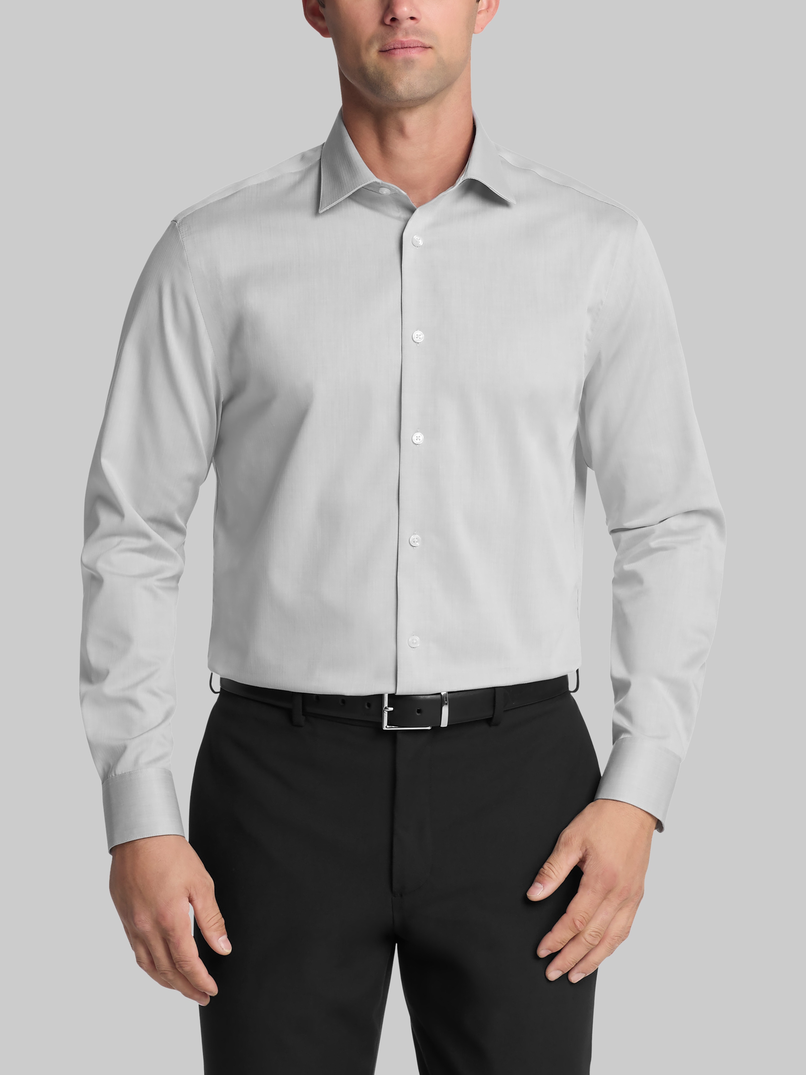 Classic Fit 100% Cotton Herringbone Dress Shirt